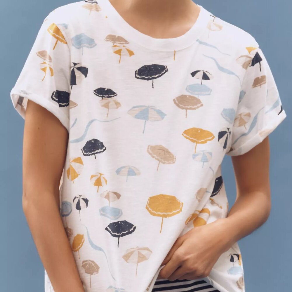 NWT Anthropologie Caitlin Boxy Tee Maeve: Agathe Marty Edition Umbrellas Small